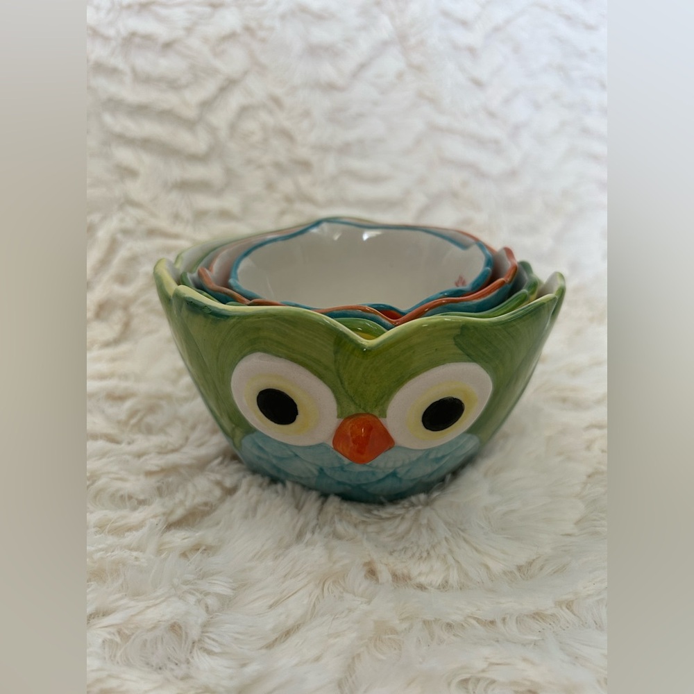 Pier 1 Imports Stoneware Owl Measuring Cups